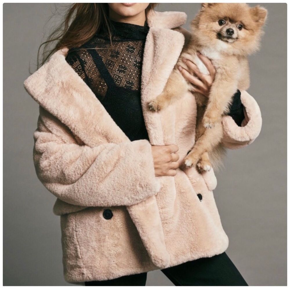 FREE People Kate Faux Fur Coat Jacket In Apricot - Picture 5 of 15